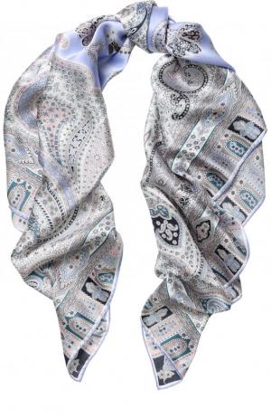 Шелковый платок с принтом Michele Binda. Цвет: светло-сиреневый