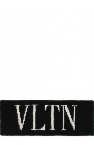 Повязка на голову из смеси шерсти и кашемира VLTN Valentino. Цвет: черно-белый