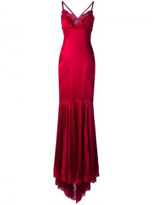 Вечернее платье с кружевной отделкой Dolce & Gabbana. Цвет: красный