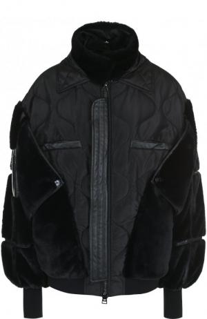 Однотонная куртка с воротником-стойкой и кожаной отделкой Tom Ford. Цвет: черный