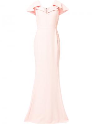 Вечернее платье с оборками на рукавах Antonio Berardi. Цвет: розовый и фиолетовый