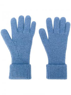 Перчатки в рубчик N.Peal. Цвет: синий