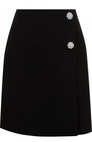 Однотонная мини-юбка с декоративными пуговицами MSGM. Цвет: черный