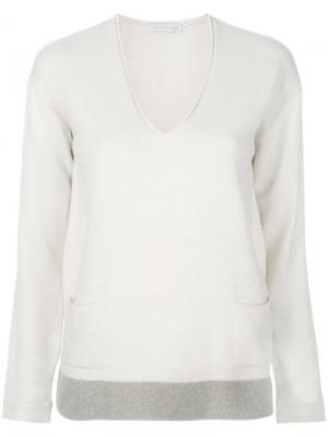 Пуловер с V-образной горловиной и карманами Fabiana Filippi. Цвет: телесный