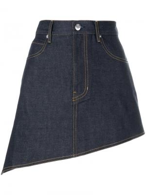 Асимметричная джинсовая юбка Helmut Lang. Цвет: синий
