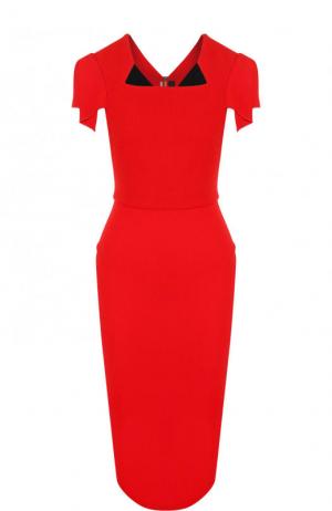 Однотонное платье-футляр с коротким рукавом Roland Mouret. Цвет: красный