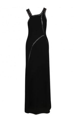 Однотонное приталенное платье из смеси хлопка и шелка Isabel Benenato. Цвет: черный