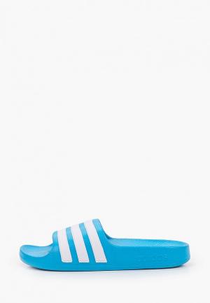 Сланцы adidas. Цвет: голубой