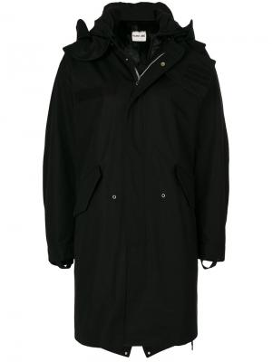 Пальто с капюшоном и меховой отделкой Helmut Lang. Цвет: чёрный