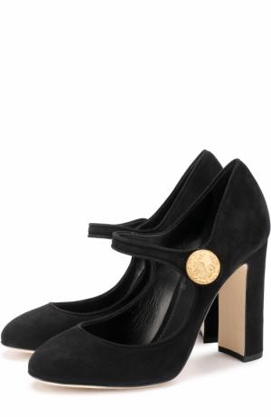 Замшевые туфли Vally на устойчивом каблуке Dolce & Gabbana. Цвет: черный