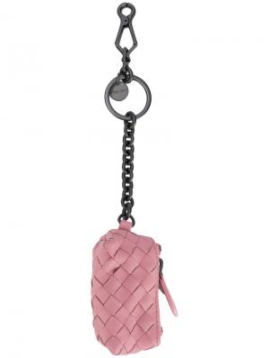 Брелок с плетеной деталью Bottega Veneta. Цвет: розовый и фиолетовый
