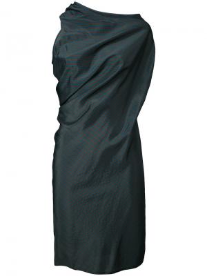 Платье в полоску с драпировкой Mm6 Maison Margiela. Цвет: зелёный