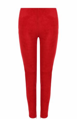 Замшевые брюки-скинни Ralph Lauren. Цвет: красный