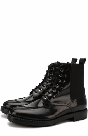 Высокие кожаные ботинки Troy на шнуровке с текстильными вставками Jimmy Choo. Цвет: черный