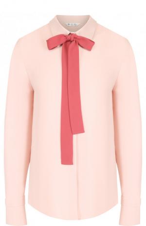 Шелковая блуза с контрастным бантом Loro Piana. Цвет: розовый
