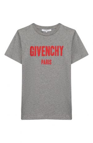 Хлопковая футболка Givenchy. Цвет: серый
