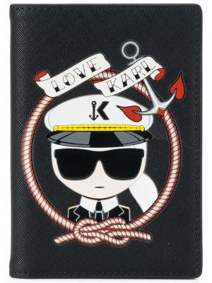 Обложка для паспорта Captain Karl Lagerfeld. Цвет: чёрный