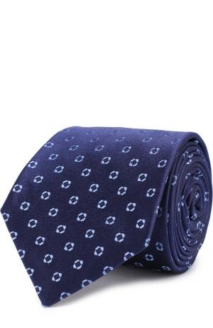 Шелковый галстук с узором Kiton. Цвет: синий