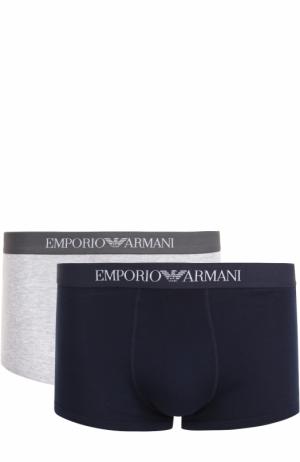 Комплект из двух хлопковых боксеров Emporio Armani. Цвет: темно-синий