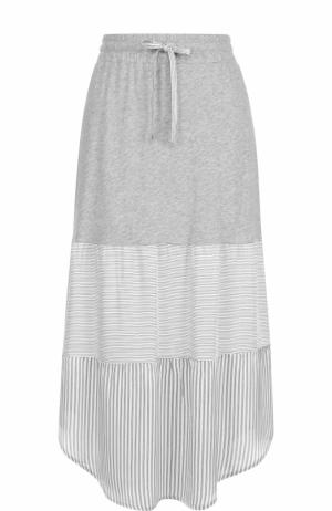 Хлопковая юбка-миди с эластичным поясом Deha. Цвет: серый
