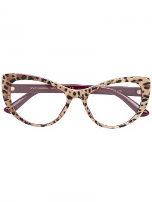Очки с оправой кошачий глаз Dolce & Gabbana Eyewear. Цвет: телесный