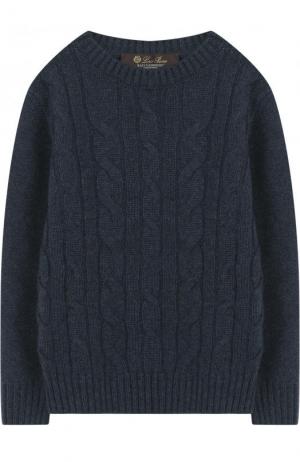 Кашемировый пуловер фактурной вязки Loro Piana. Цвет: темно-синий