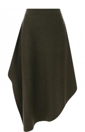 Шерстяная юбка-миди асимметричного кроя J.W. Anderson. Цвет: хаки