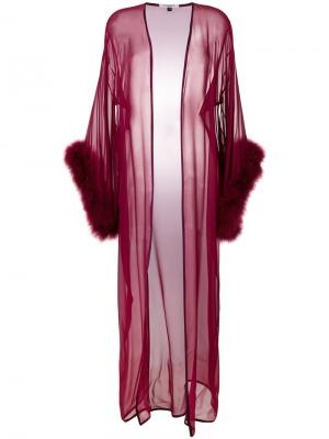 Удлиненный прозрачный ночной халат Gilda & Pearl. Цвет: красный
