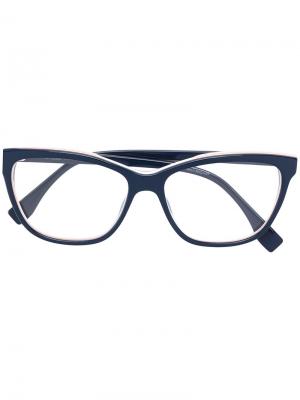 Очки с квадратной оправе Fendi Eyewear. Цвет: синий