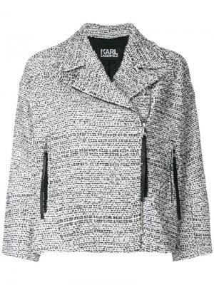 Твидовая байкерская куртка Karl Lagerfeld. Цвет: белый