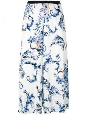 Укороченные брюки с цветочным принтом Antonio Marras. Цвет: синий