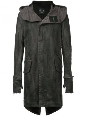Пальто с капюшоном и съемными перчатками Fagassent. Цвет: чёрный