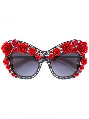 Солнцезащитные очки в декорированной оправе Dolce & Gabbana Eyewear. Цвет: чёрный