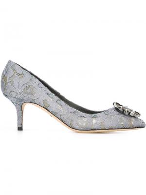 Кружевные туфли-лодочки Dolce & Gabbana. Цвет: серый