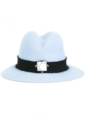 Шляпа-федора с поделочным камнем Eshvi. Цвет: синий