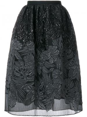 Фактурная юбка с цветочным принтом Talbot Runhof. Цвет: чёрный