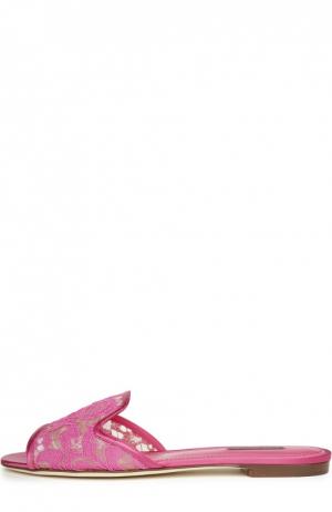 Кружевные шлепанцы Bianca Dolce & Gabbana. Цвет: фуксия