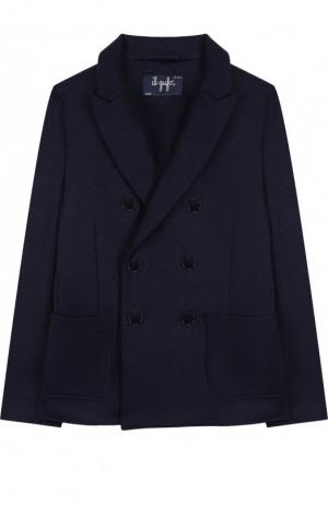 Шерстяной двубортный пиджак Il Gufo. Цвет: темно-синий