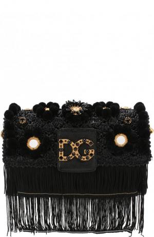 Сумка DG Millennials с бахромой Dolce & Gabbana. Цвет: черный