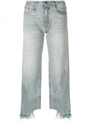 Укороченные джинсы с необработанными манжетами R13. Цвет: синий