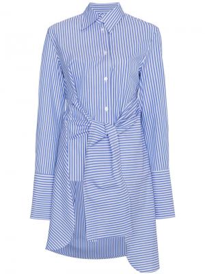 Асимметричная полосатая рубашка с запахом Wright Le Chapelain. Цвет: синий