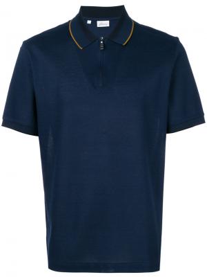 Рубашка-поло с воротником на молнии Brioni. Цвет: синий
