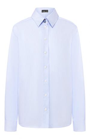 Хлопковая рубашка в полоску Van Laack. Цвет: голубой