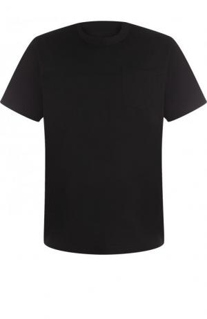 Хлопковая футболка с круглым вырезом Sacai. Цвет: черный