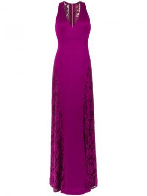 Вечернее платье с кружевной панелью Tufi Duek. Цвет: розовый и фиолетовый