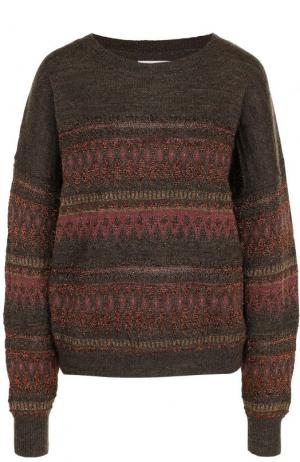 Шерстяной пуловер с металлизированной нитью Isabel Marant Etoile. Цвет: хаки
