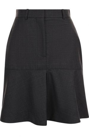 Шерстяная мини-юбка с оборкой CALVIN KLEIN 205W39NYC. Цвет: темно-серый