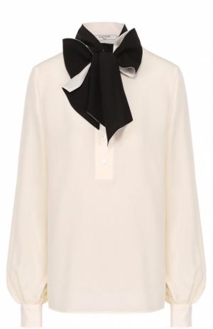 Шелковая блуза с накладными карманами и воротником-стойкой Lanvin. Цвет: белый