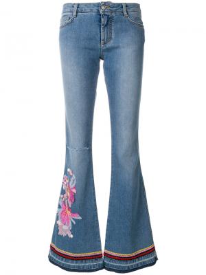 Расклешенные джинсы с вышивкой Ermanno Scervino. Цвет: синий