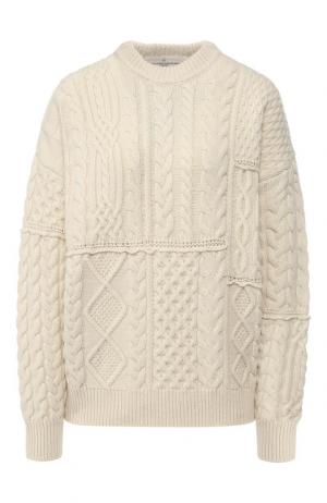Шерстяной пуловер фактурной вязки Golden Goose Deluxe Brand. Цвет: белый